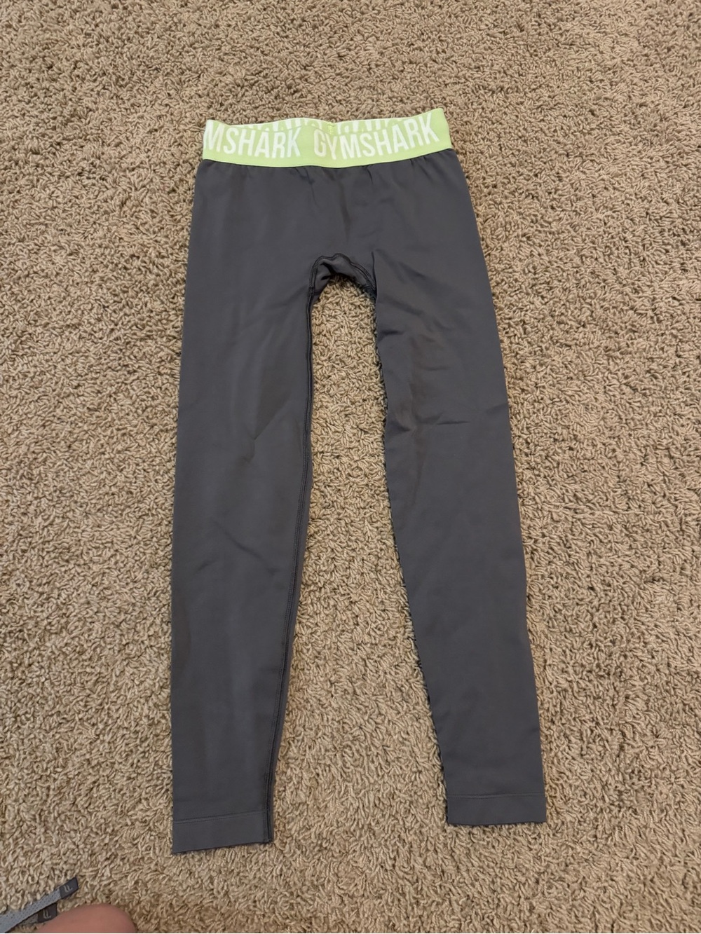 Gymshark Gray Leggings with Lime Logo Waistband